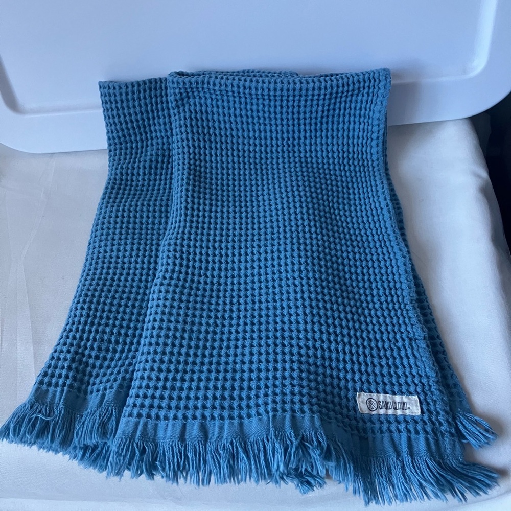 Blue Waffle Weave Hand Towel x2